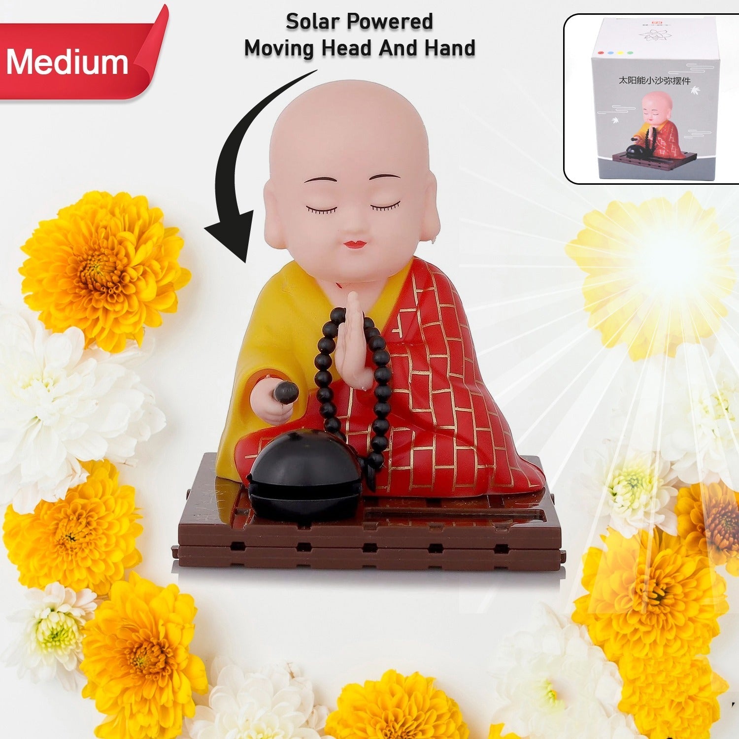 Solar Powered Sitting Buddha Statue,  Moving Head and Hand (1 Pc / Medium) Solar Powered Sitting Buddha Statue,  Moving Head and Hand (1 Pc / Medium)